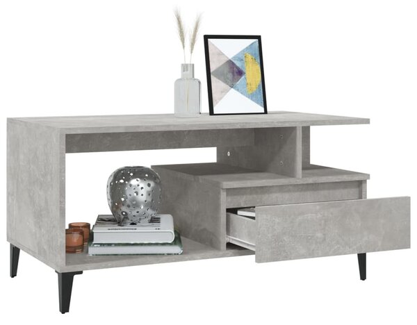 Betonszürke szerelt fa dohányzóasztal 90x49x45 cm