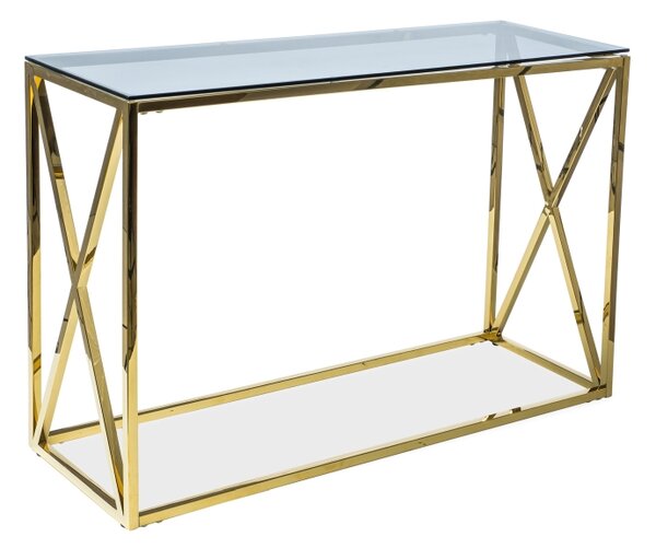 Dohányzóasztal ELISE S v színezett üveg/arany 100x30 cm