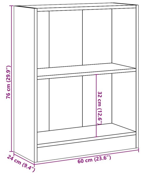 Füstös tölgy színű szerelt fa könyvespolc 60 x 24 x 76 cm