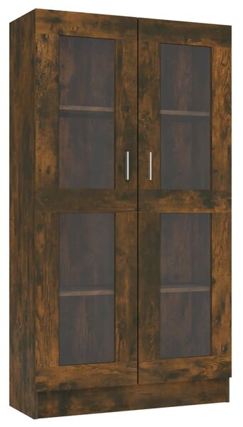 Füstös tölgy színű szerelt fa vitrinszekrény 82,5x30,5x150 cm