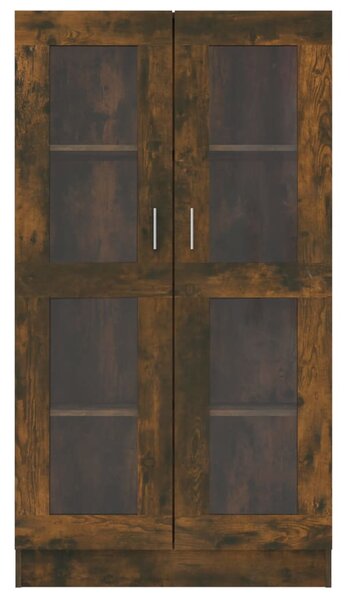 Füstös tölgy színű szerelt fa vitrinszekrény 82,5x30,5x150 cm