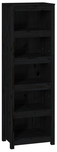 Fekete tömör fenyőfa könyvszekrény 50x35x154 cm