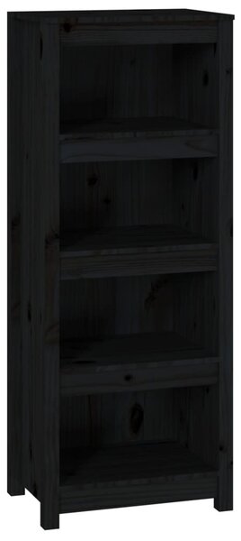 Fekete tömör fenyőfa könyvszekrény 50x35x125,5 cm