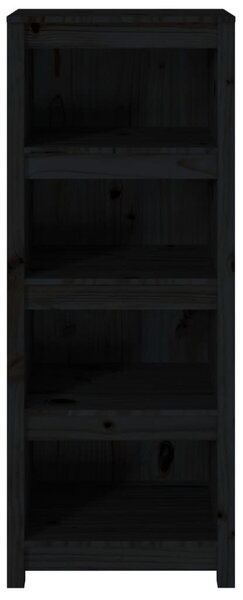 Fekete tömör fenyőfa könyvszekrény 50x35x125,5 cm