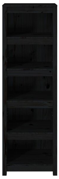 Fekete tömör fenyőfa könyvszekrény 50x35x154 cm