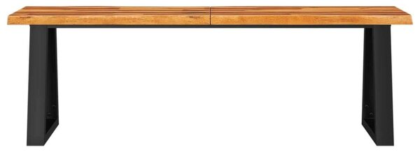 Akácfa Pad - Természetes Él - Fekete Fém Lábak - 140 cm