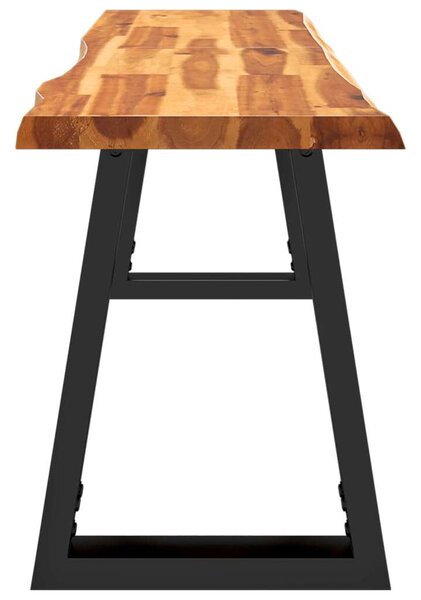 Akácfa Pad - Természetes Él - Fekete Fém Lábak - 140 cm