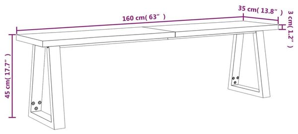 Akácfa Pad - Természetes Él - 160 cm