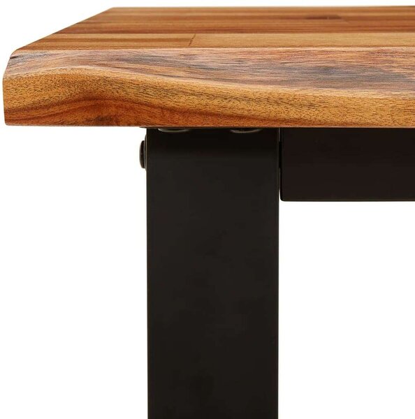 Akácfa Pad - Természetes Él - Fekete Fém Lábak - 140 cm