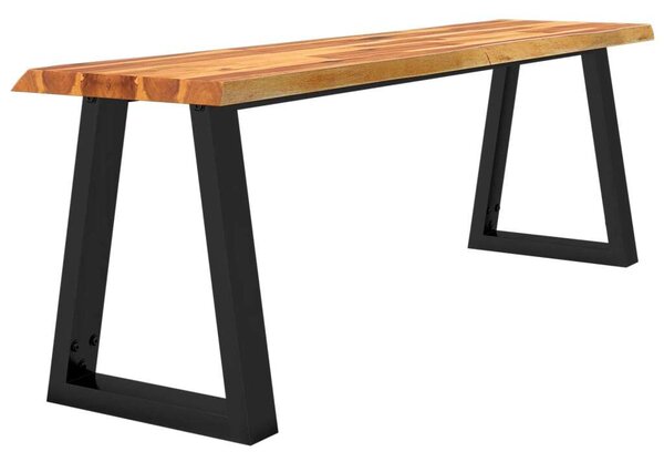 Akácfa Pad - Természetes Él - Fekete Fém Lábak - 140 cm