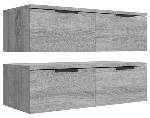 2 db szürke sonoma szerelt fa fali szekrény 68 x 30 x 20 cm