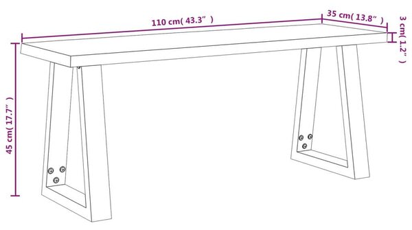 VidaXL Akácfa Pad - Ipari Stílus - 110cm