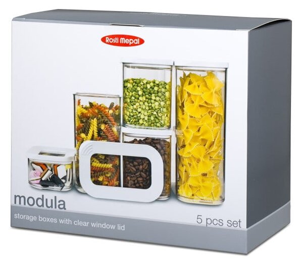 Élelmiszertartó doboz szett 5 db-os Modula White – Mepal