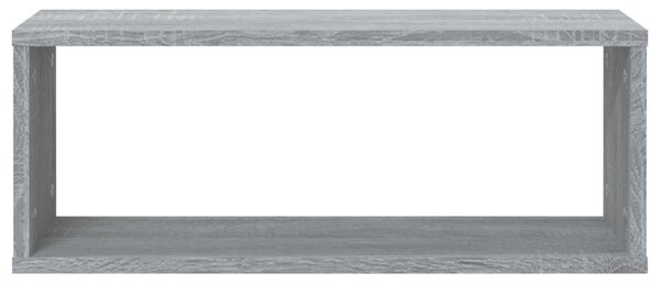 6 db szürke sonoma színű szerelt fa fali kockapolc 60x15x23 cm