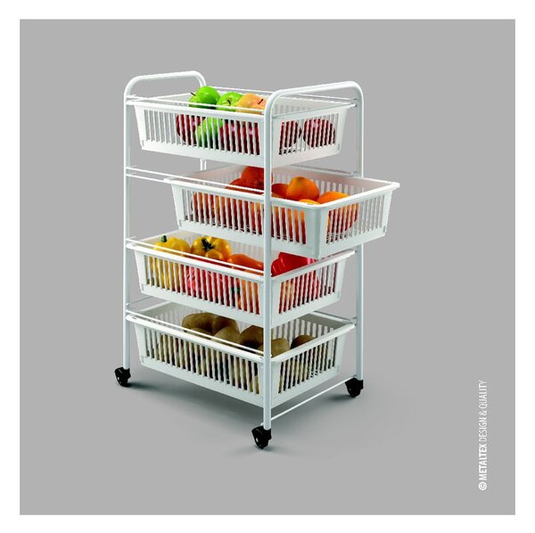 India gurulós tároló állvány 4 kosárral, hosszúság 35 cm - Metaltex