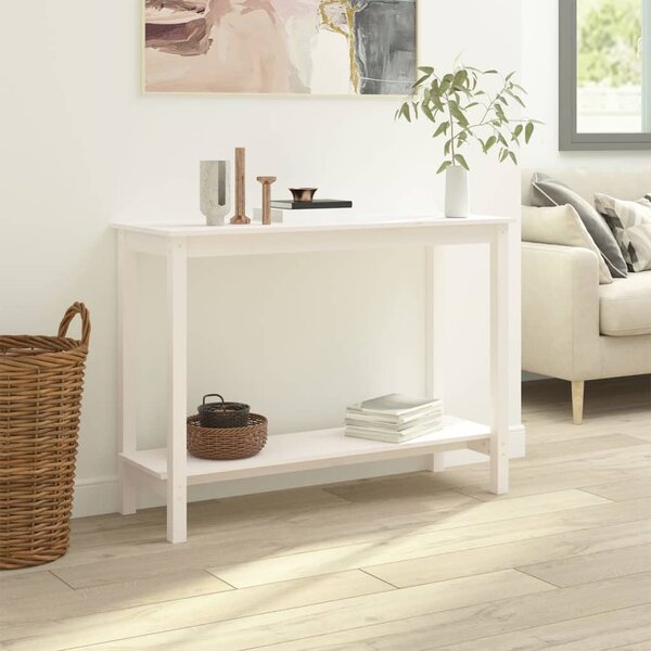 Fehér tömör fenyőfa tálalóasztal 110 x 40 x 80 cm