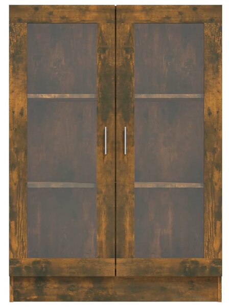 Füstös tölgyszínű szerelt fa vitrinszekrény 82,5x30,5x115 cm