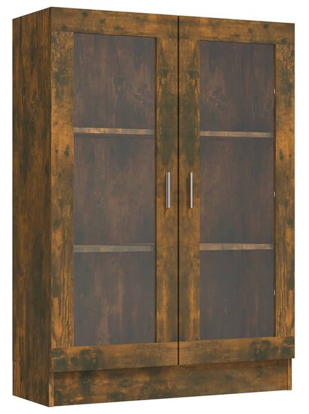 Füstös tölgyszínű szerelt fa vitrinszekrény 82,5x30,5x115 cm