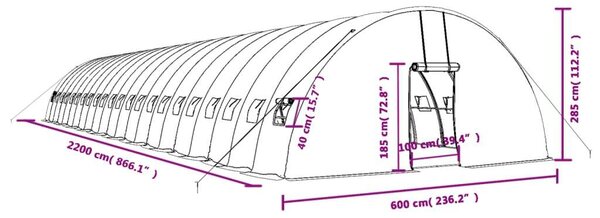 VidaXL Melegház - 132m² - Acélvázas