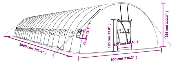 VidaXL Melegház - Acélvázas - 120m²