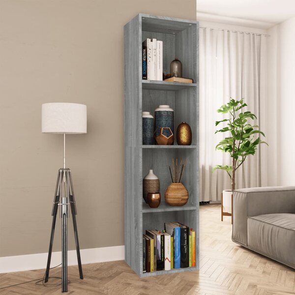 Szürke sonoma színű szerelt fa könyv-/TV-szekrény 36x30x143 cm