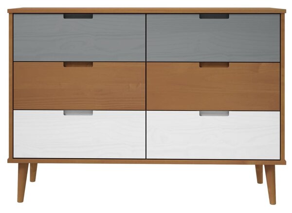 MOLDE barna tömör fenyőfa fiókos szekrény 113 x 40 x 80 cm