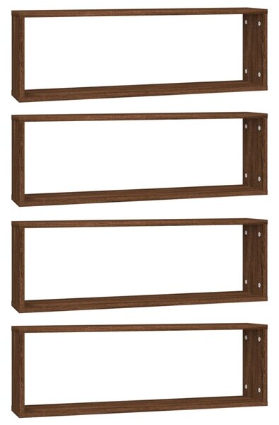 4 db barna tölgyszínű szerelt fa fali kockapolc 80x15x26,5 cm