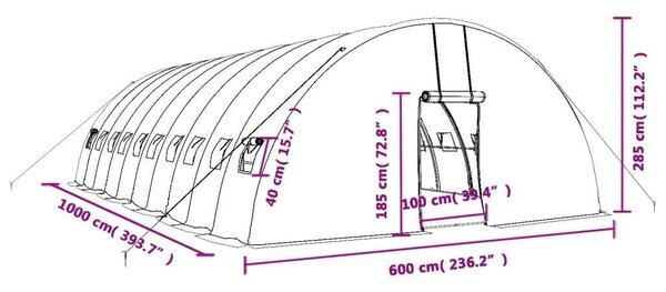 Acélvázas Üvegház - 60 m² - Zöld