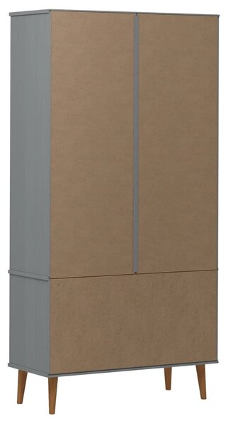 MOLDE szürke tömör fenyőfa vitrin szekrény 90 x 35 x 175 cm