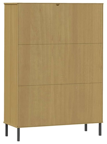 OSLO barna tömör fa könyvszekrény fém lábakkal 90x35x128,5 cm