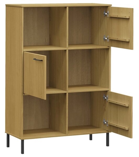 OSLO barna tömör fa könyvszekrény fém lábakkal 90x35x128,5 cm