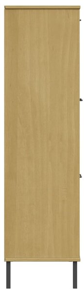 OSLO barna tömör fa könyvszekrény fém lábakkal 90x35x128,5 cm