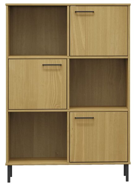 OSLO barna tömör fa könyvszekrény fém lábakkal 90x35x128,5 cm