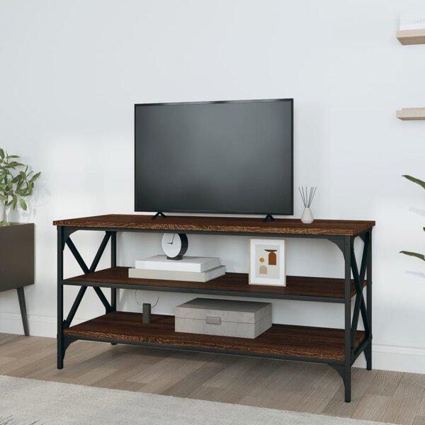 Barna tölgyszínű szerelt fa TV-szekrény 100x40x50 cm