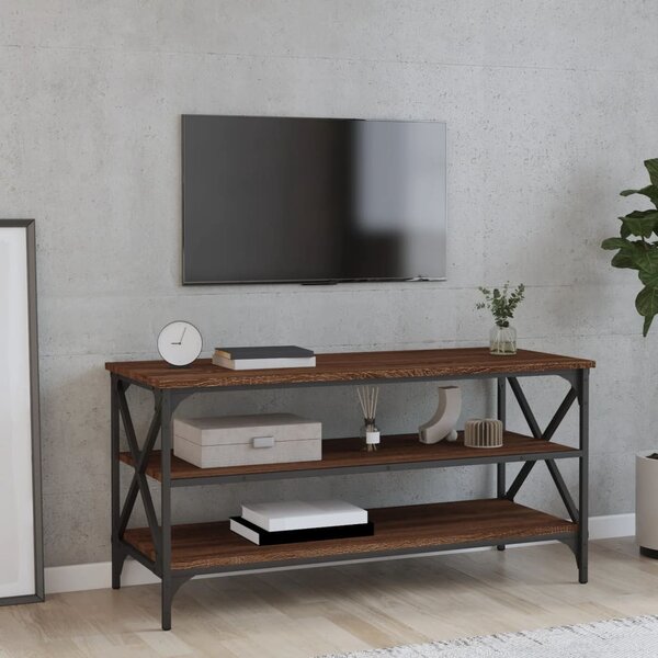 Barna tölgyszínű szerelt fa TV-szekrény 100x40x50 cm