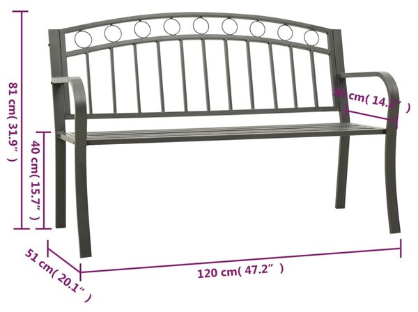 Szürke kerti pad 120 cm