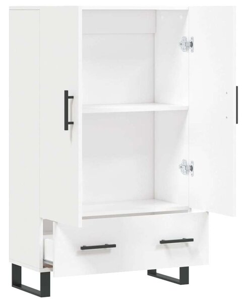 Modern Fehér Fa Magasszekrény - 2 Ajtó, 2 Fiók - 69,5x31x115 cm