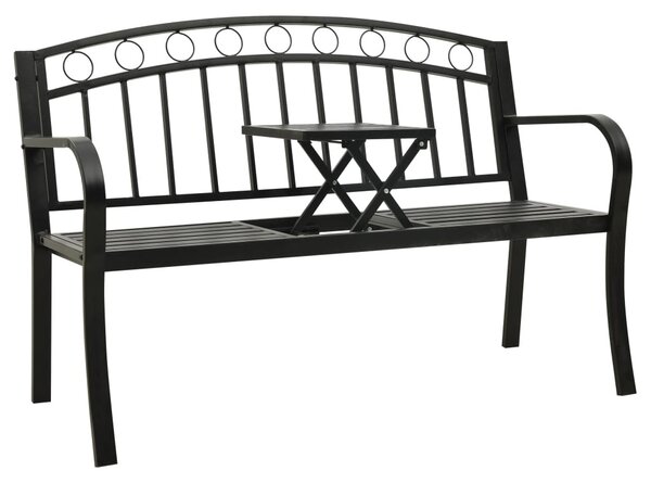 Fekete acél kerti pad asztallal 120 cm
