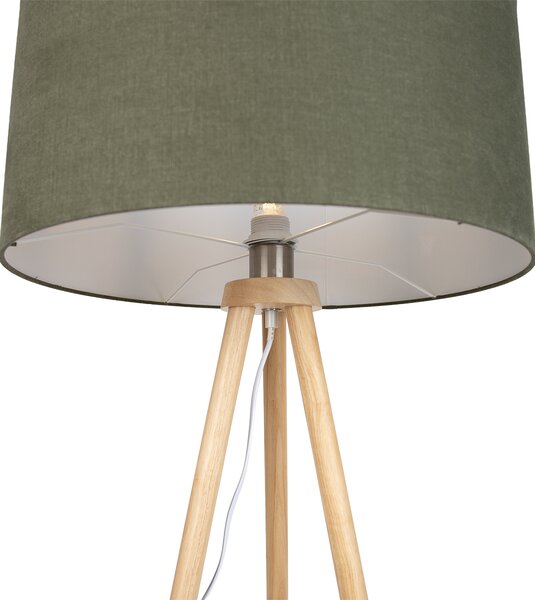 Fa háromlábú állólámpa zöld búrával 50 cm - Lou