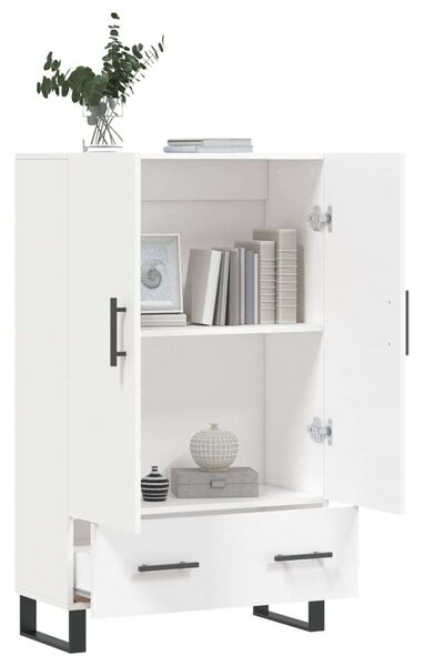Modern Fehér Fa Magasszekrény - 2 Ajtó, 2 Fiók - 69,5x31x115 cm