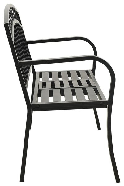 Fekete acél kerti pad asztallal 120 cm