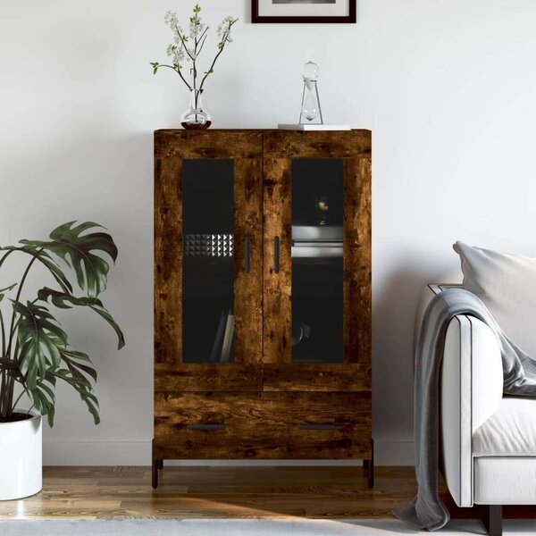 Modern Fa Magasszekrény - Füstös Tölgy - 69,5x31x115 cm