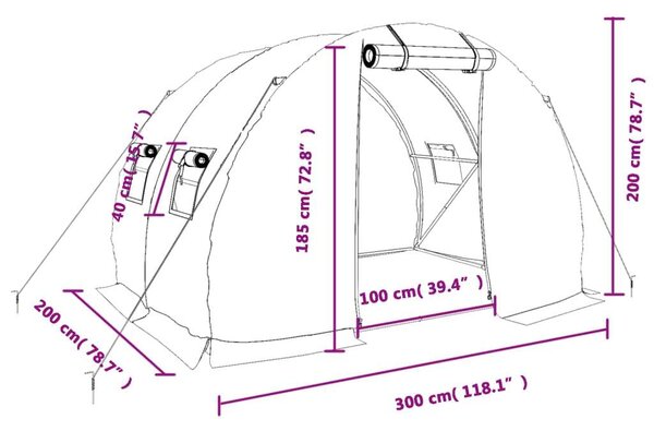 GardenLine Melegház - Acélvázas - 6m² (3x2x2m)