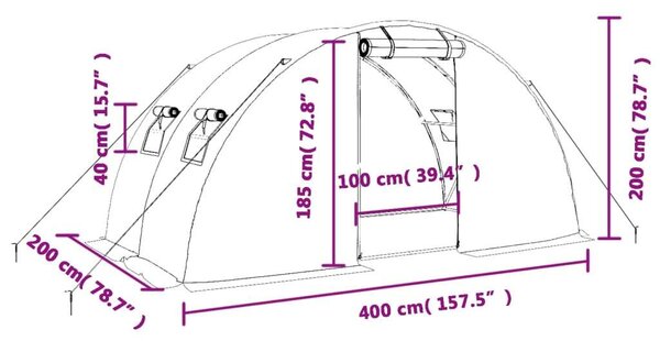 GardenLine Melegház - Acélvázas - 8 m² - 4x2x2 m