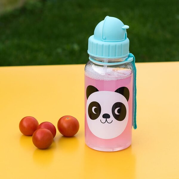 Miko The Panda kék kulacs fedővel, 500 ml - Rex London