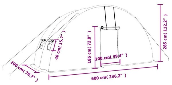 Acélvázas Üvegház - 12 m² - Zöld