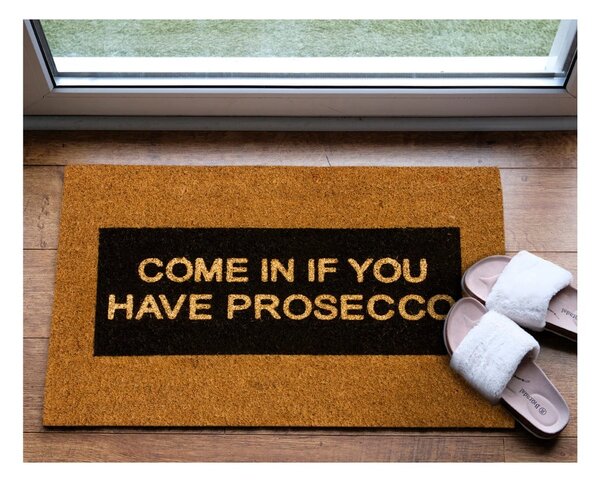 Come In If You Have Prosecco Glitter természetes kókuszrost lábtörlő, 40 x 60 cm - Artsy Doormats