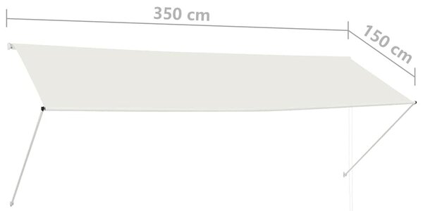 Feltekerhető krémszínű napellenző 350 x 150 cm