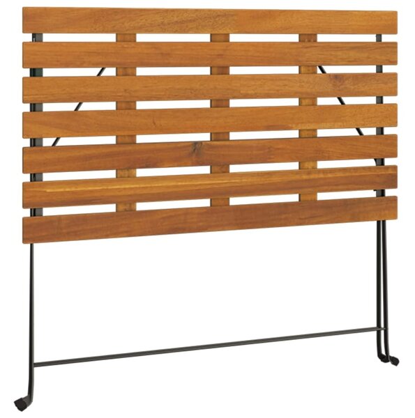 Tömör akácfa és acél összecsukható bisztróasztal 100x54x71 cm