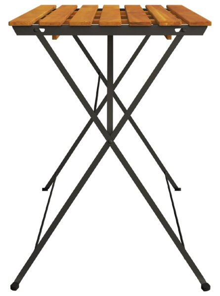 Tömör akácfa és acél összecsukható bisztróasztal 100x54x71 cm